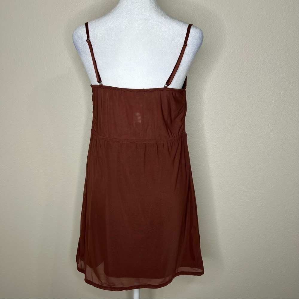 Urban Outfitters Chocolate Brown Lace Bustier Sleeveless Mini Dress Sz L NWT - Picture 13 of 16